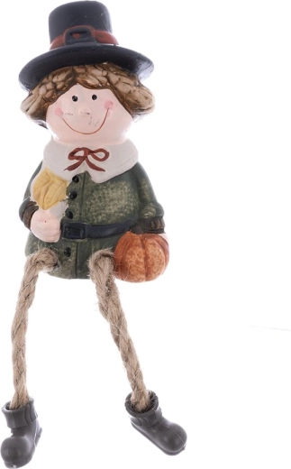 Keramisch jongetjesfiguurtje met stoffen beentjes