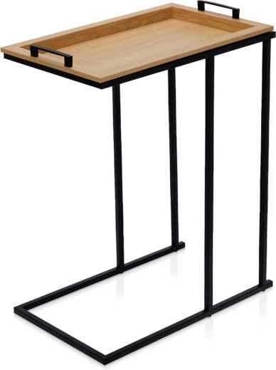 Metalen bijzettafel voor bij de bank met afneembaar dienblad 45 × 28 × 60 cm