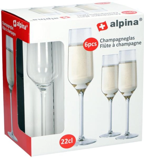 Champagneglazen Alpina 220 ml, set van 6 stuks
