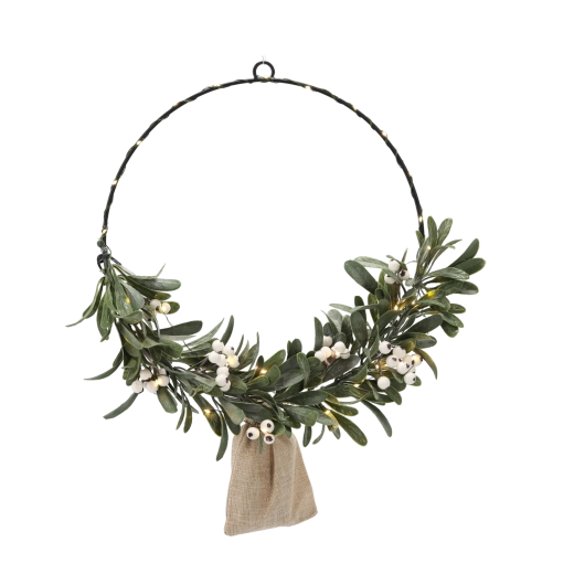 Kerstkrans met maretak 40 cm met LED-verlichting