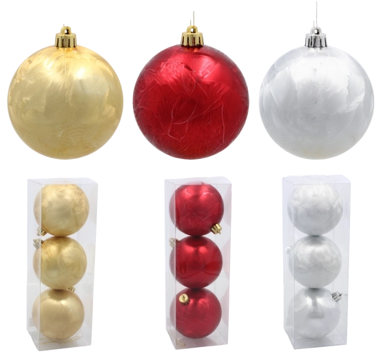 Set van kerstballen 8 cm – rood, goud en zilver, matte glazen ornamenten (3 stuks)