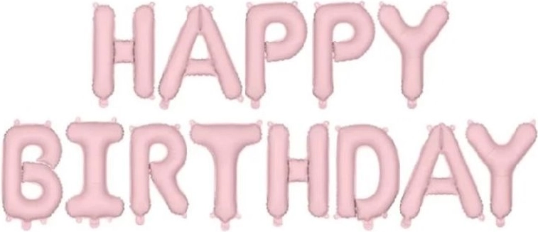 Folieballonschrift Happy Birthday roze 340 × 35 cm