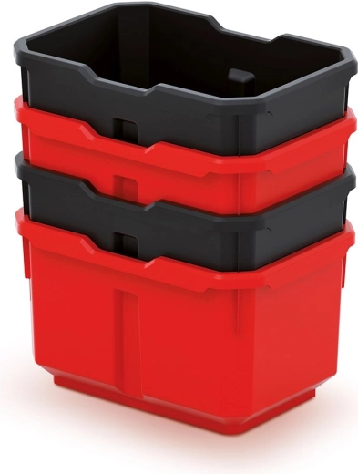 Set kunststof gereedschapsbakken TITAN BOX, zwart/rood (4 stuks)