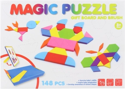 Magnetische foam-tangrams in plastic doosje