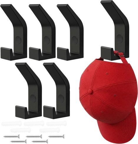 Wandhaak RUHHY in loftstijl, matzwart, drievoudig – set van 5 stuks