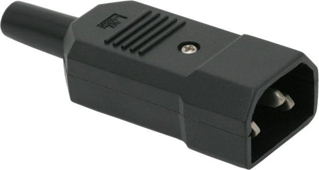 Zwarte netstekker met knikbeveiliging