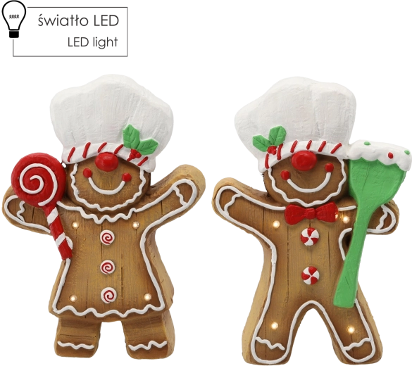 Lichtgevende kerstfiguur peperkoek-kok 35,5 cm