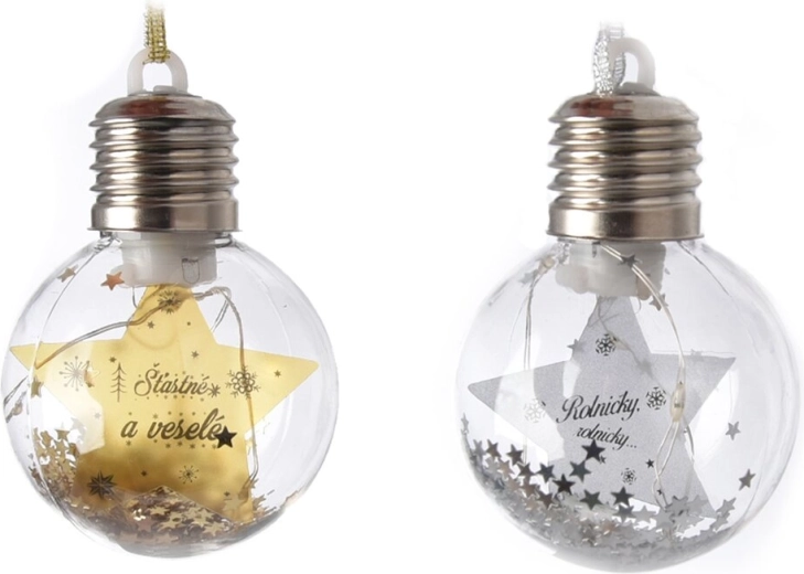 Kerst hangornament bol met LED-licht 8 × 8 × 10 cm (2 varianten)