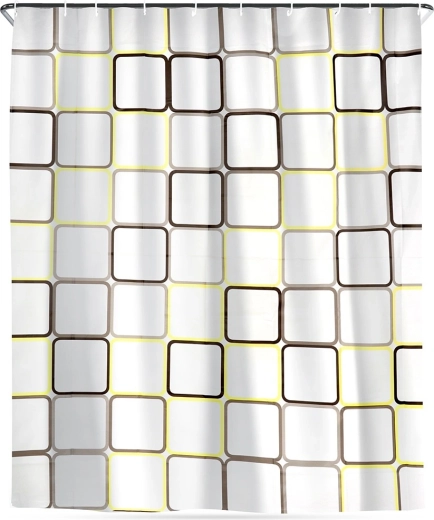 Douchegordijn met haakjes, waterdicht, vierkanten 180 × 180 cm