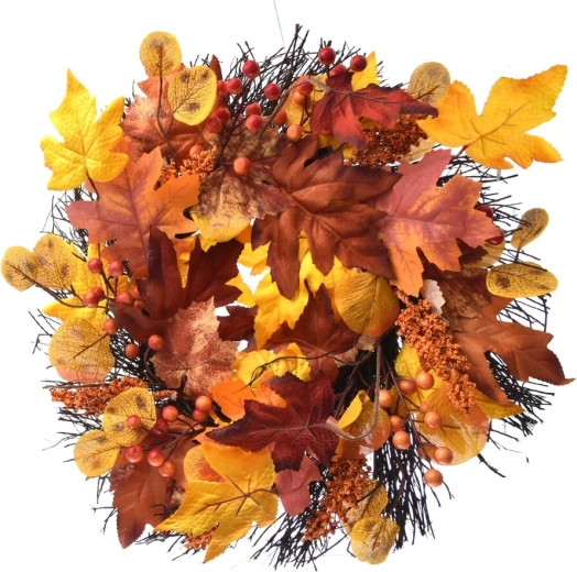 Herfstkrans van duurzaam kunststof 42 cm