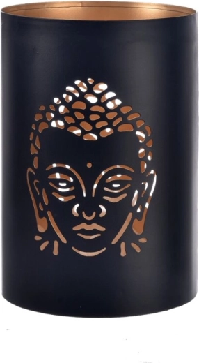 Kandelaar Boeddha zwart-goud 12 × 12 × 18 cm