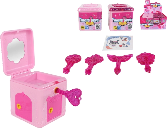 Verrassingsdoosje met sleutelaandrijving 5 × 6 × 5,5 cm – mix van motieven en kleuren, verpakking 24 stuks