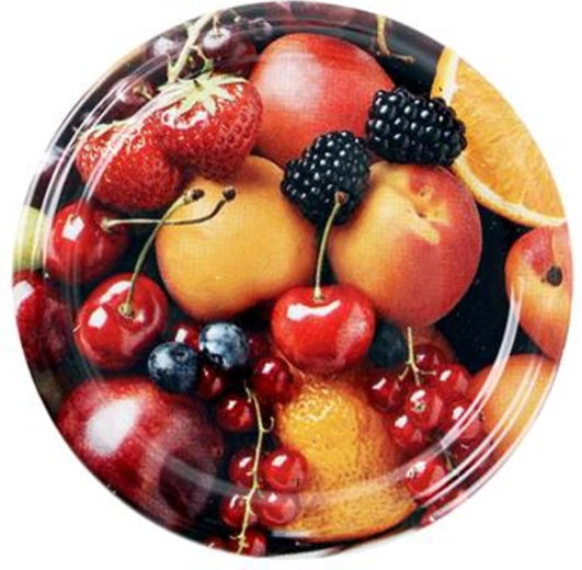 Twist-deksels voor inmaakpotten, 82 mm, fruitmotief, 10 stuks