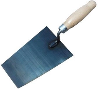 Metselspaan 180 × 130 mm, staal met houten handgreep, zwart