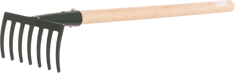 Professionele handhark met 7 tanden en steel van 50 cm