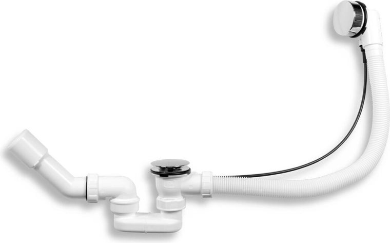 Automatische badafvoer met sifon, chroom