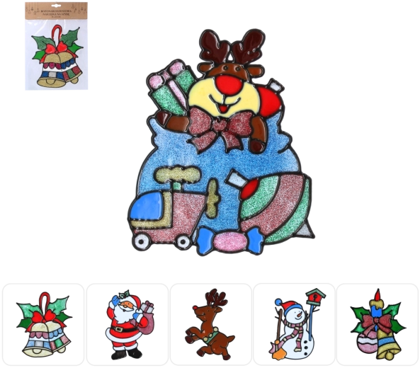 Kerst raamstickers 18 × 25 cm – set van 12 stuks, 6 motieven