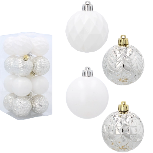 Set van 16 witte kerstballen 6 cm van onbreekbaar plastic