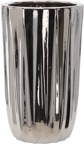 Keramische bloempotcover zilver gestreept 24,5 × 24,5 × 41,5 cm
