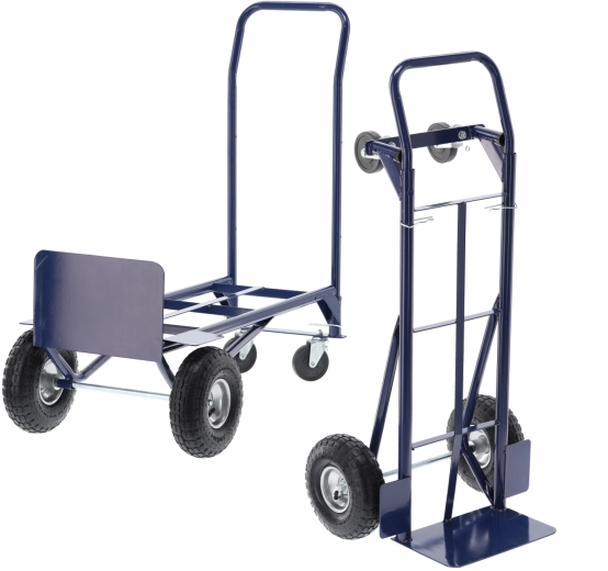 Dubbel functionele opvouwbare steekwagen en platformwagen, draagvermogen 150/200 kg, blauw