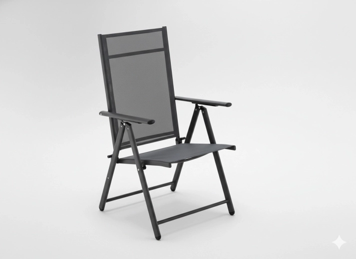 Opvouwbare stalen tuinstoel, grijs, 66 × 53 × 107 cm