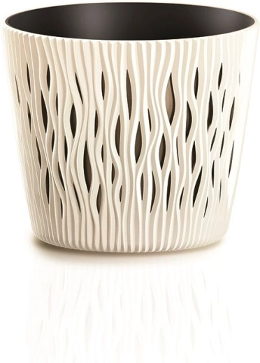 Bloempot Sandy Round met inzet 22,5 cm crème