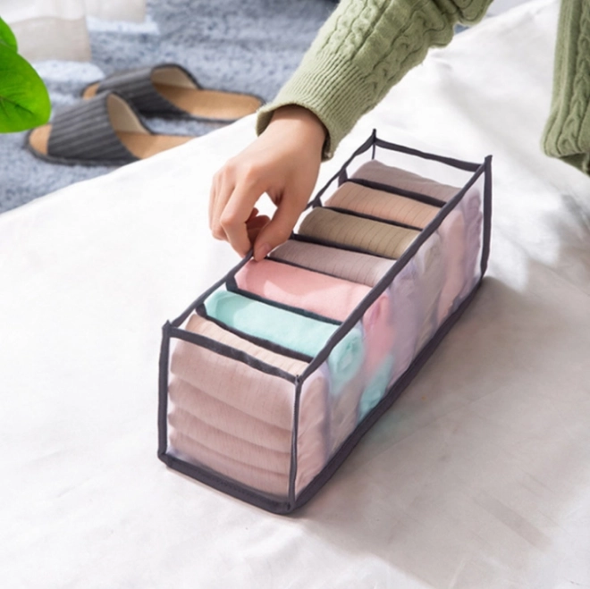 Organizer voor kledingkast met 7 vakken voor ondergoed - grijs