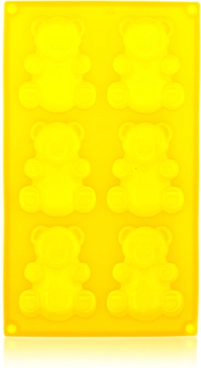 Siliconen vorm voor beertjes 6 stuks geel