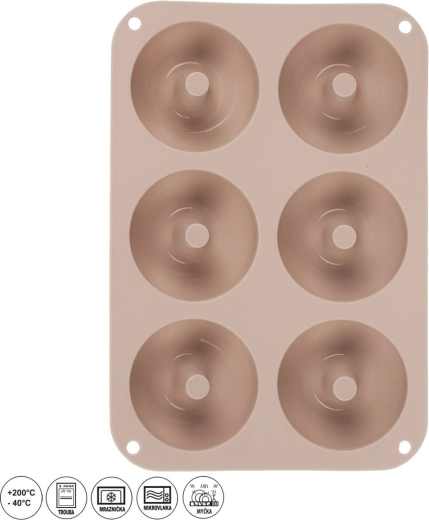 Siliconen donutvorm 6 stuks beige
