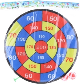 Klittenband-dartbord met ballen en pijltjes