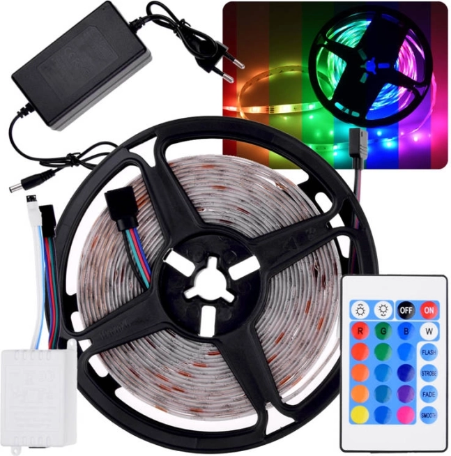 RGB LED-strip 5 m met afstandsbediening en waterdichtheid