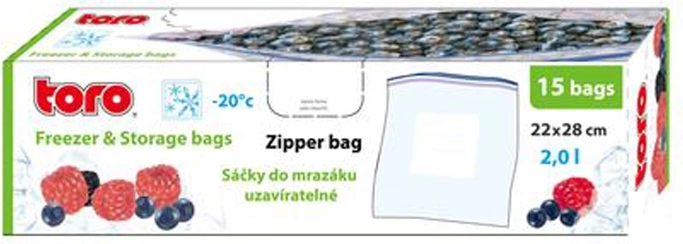 TORO diepvrieszakken met rits 2 l, 15 stuks