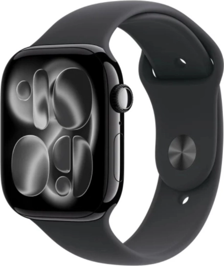 Apple Watch Series 11 GPS + Cellular 46 mm aluminium behuizing in de kleur onyx, sportband zwart (M/L) - 1 stuk