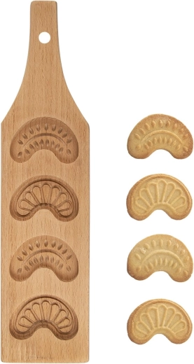 Houten vormpje voor geperste hoorntjeskoekjes, 4 vormen