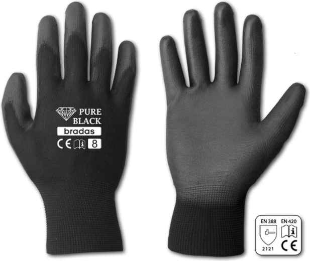 Beschermende handschoenen Pure Black PU, maat 7 (S)