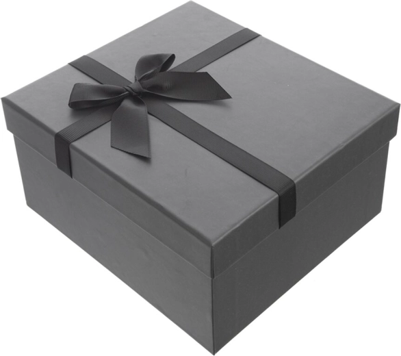 Papieren geschenkdoos grijs 21 × 18,5 × 10 cm