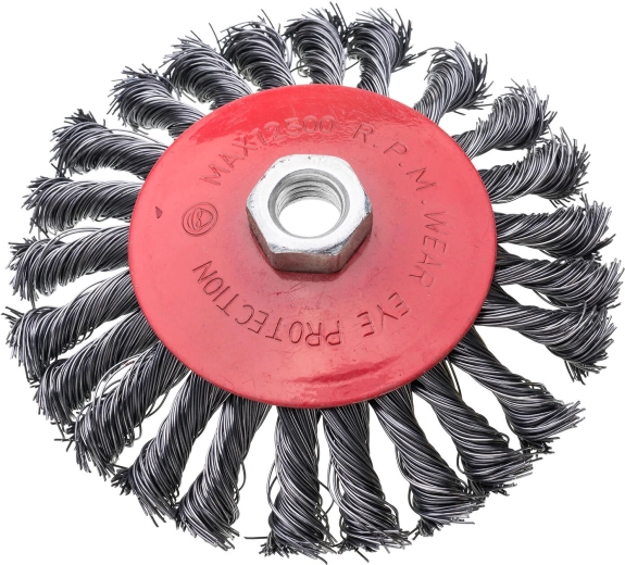 Komstaalborstel 125 mm, draad 0,3 mm, schroefdraad M14