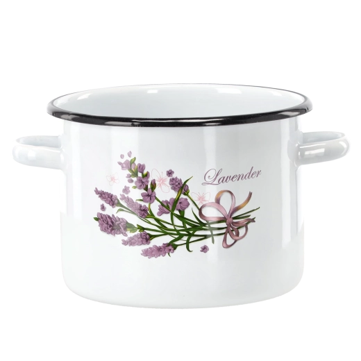 Geëmailleerde pan 4,5 l (20 cm) wit met lavendelmotief