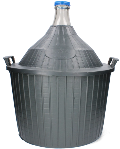Glazen fermentatiefles 54 l met smalle hals in plastic mand CHOMIK