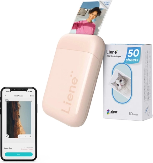 Draagbare fotoprinter Liene Pearl 2x3, roze