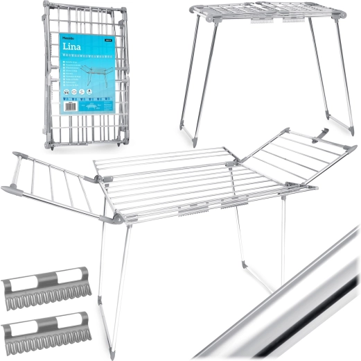 Uitschuifbaar droogrek van roestvrij staal Massido Lina 22 m