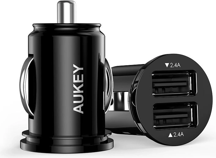 Aukey mini autolader 2× USB 24 W met AiPower‑technologie