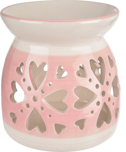 Keramische aromalamp hart roze-wit