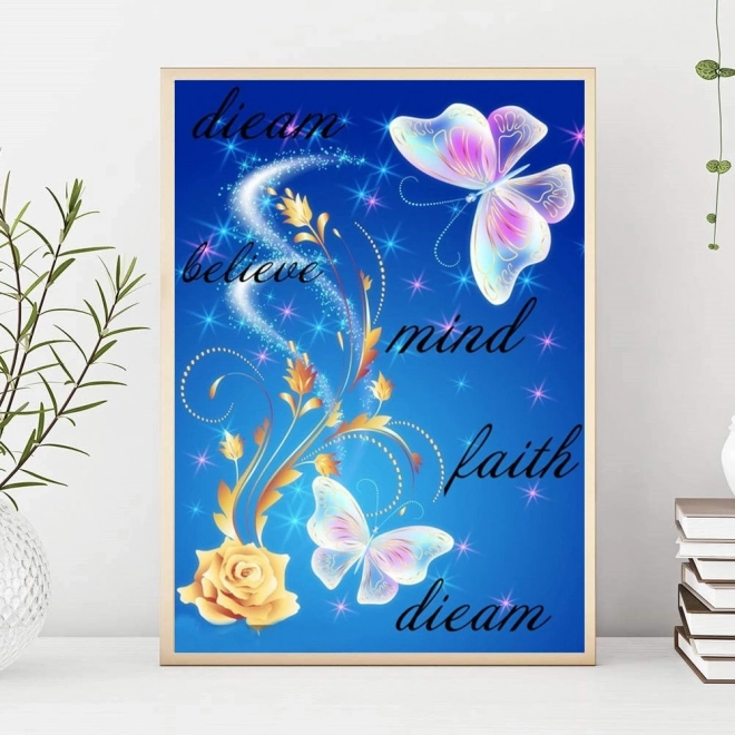 Diamantborduurwerk met vlindermotief 40x50 cm