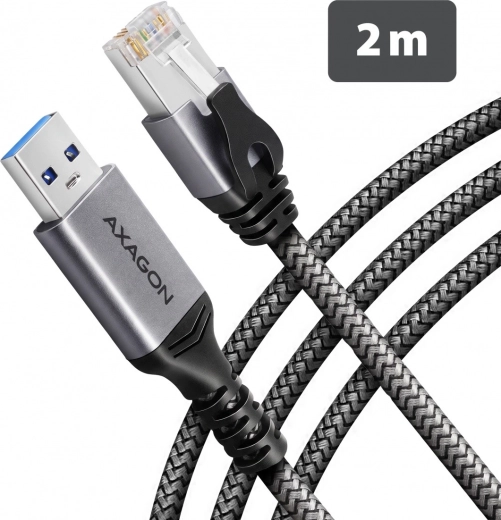AXAGON USB-A Gigabit Ethernet-adapter met geïntegreerde CAT6 RJ-45-kabel van 2 m