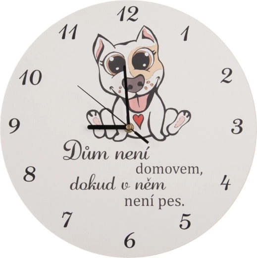Wandklok DOG HOME wit 34 cm