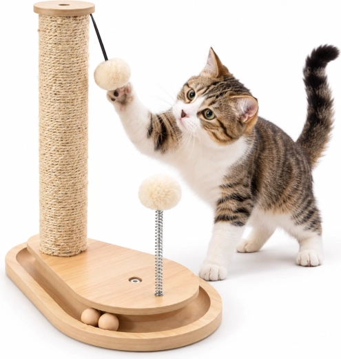 Beige krabpaal voor katten met paal 35 × 23 × 40 cm