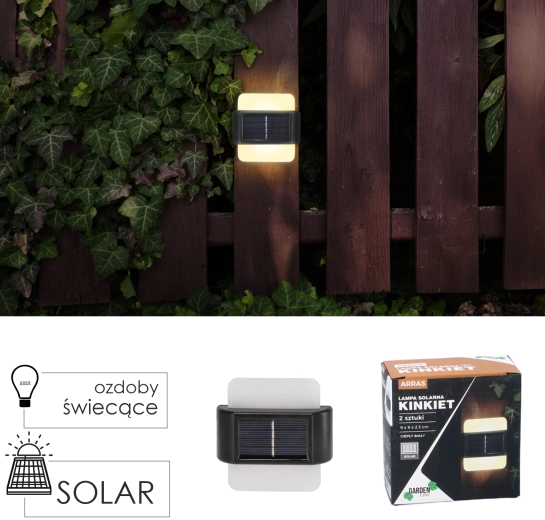Set van 2 solaire wand-LED lampen ARRAS, warm wit, 9 × 9 × 2,3 cm