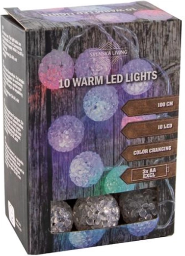 Lichtslinger met timer, 10 LED gekleurde bolletjes, 100 cm