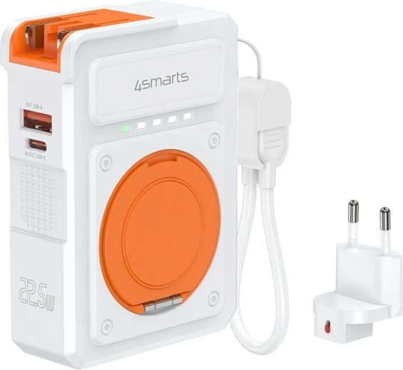 4smarts hybride oplader 6-in-1 met powerbank 10000 mAh, 22,5 W, Qi, USB‑C/USB‑A, wit